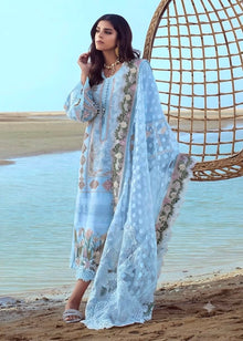 Soft Blue chikankari lawn cotton 3 piece unstitched suit front model view